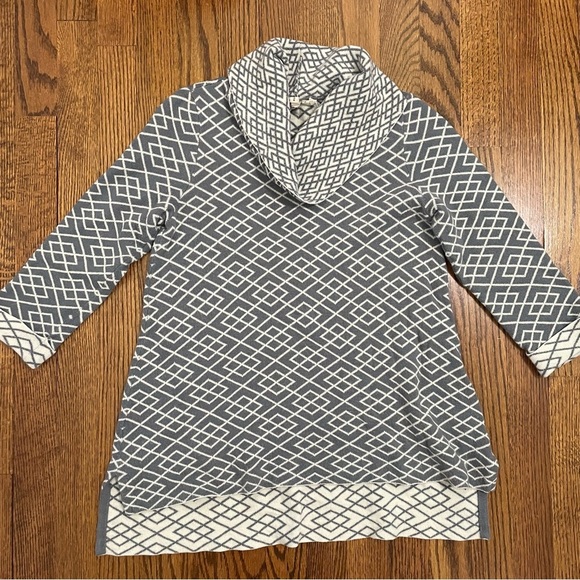 Anthropologie MOTH Fireside Sweater Gray Cream Alpaca Blend Cowlneck Size Small - Picture 1 of 11